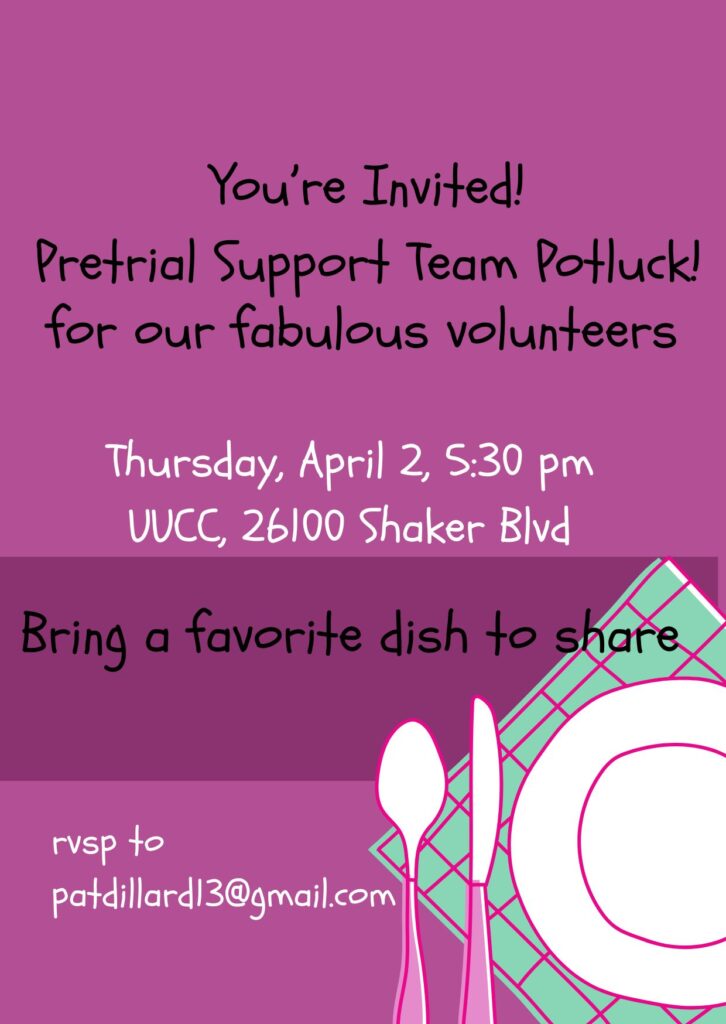 Pretrial Support Team volunteers - Save the Date!